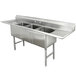 An Advance Tabco stainless steel 3 compartment pot sink on a counter.