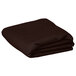 A folded dark brown Intedge rectangular cloth table cover.