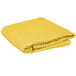 A folded yellow Intedge round table cover on a white background.