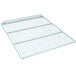A white metal wire shelf for an Avantco refrigerator on a white background.