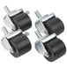 Four Master-Bilt swivel stem casters with black rubber wheels.