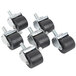 A set of four Master-Bilt black rubber stem casters with metal nuts.
