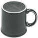 A close-up of a Fiesta Slate China Java Mug with a black and silver design.