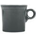 A slate grey Fiesta China mug with a handle.
