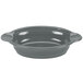 A close-up of a grey Fiesta oval casserole dish with handles.