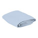 A folded light blue square table cover on a white background.