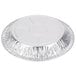 A D&W Fine Pack medium depth foil pie pan with a round silver rim.