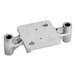 A metal Nemco push block guide assembly with two holes.
