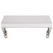 A white rectangular stainless steel shelf with metal brackets.