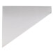 A stainless steel rectangular shelf with a white triangle on a white background.