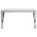 A silver rectangular metal shelf with holes.