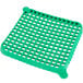 A green square Nemco push block cleaning gasket with holes.