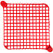 A red square plastic grid with small squares.