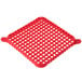 A red square shaped plastic basket with holes.