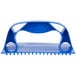 A blue plastic grill and griddle cleaning brush with a handle.
