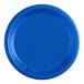 A close-up of a blue plastic plate.