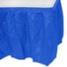 A cobalt blue plastic table skirt.