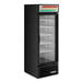 A black True refrigerated glass door merchandiser.