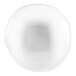 A bright white round porcelain bowl with an irregular shape and a square base.