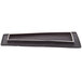 A rectangular black stoneware slab with silver trim.