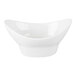 A white oval porcelain bowl with a modern, flared design.