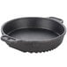 A black round Rational roasting/baking pan with two handles.