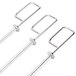 Three Rational stainless steel round metal skewers with handles.