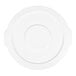 A white round plastic trash can lid designed for a 10-gallon container.