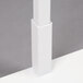 A white rectangular stand with a white metal post.