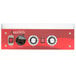 An Avantco red and silver control drawer assembly with dials and buttons.