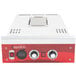 A white and red Avantco holding and proofing control drawer assembly with knobs and dials.