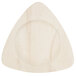 A TreeVive by EcoChoice triangular palm leaf plate with a wood surface and triangle shape.
