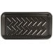 A black rectangular CKF foam meat tray with a chevron pattern.