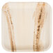 A TreeVive by EcoChoice square palm leaf plate with a wood grain design.