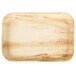 A TreeVive by EcoChoice rectangular palm leaf plate on a white background.