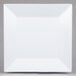 An American Metalcraft white square melamine platter with a white rim on a gray surface.