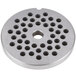 A Globe stainless steel meat grinder plate with 1/4" holes.