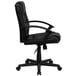 A Flash Furniture black leather office chair with arms and wheels.