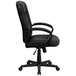 A Flash Furniture black leather office chair with arms and wheels.