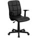 A black Flash Furniture office chair with arms and wheels.