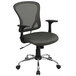 A Flash Furniture dark gray mesh office chair with arms and chrome base.