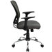 A Flash Furniture dark gray mesh office chair with arms and chrome base.