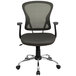 A Flash Furniture dark gray mesh office chair with arms and chrome base.