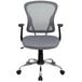 A Flash Furniture grey mesh office chair with black arms and a chrome base.