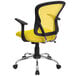 A Flash Furniture yellow mesh office chair with black accents.