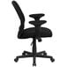 A Flash Furniture black mesh office chair with a black upholstered seat and armrests.