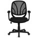 A Flash Furniture black mesh office chair with arms.