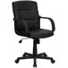 A black Flash Furniture office chair with arms and wheels.