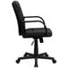 A black Flash Furniture office chair with arms and wheels.