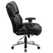 A Flash Furniture black leather office chair with padded arms and a chrome base.